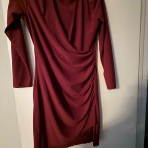 Leith Deep Red Long Sleeve Mini Dress